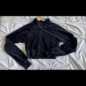 True Religion Velour Cropped Black Jacket